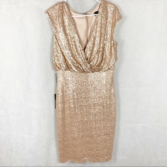 Tadashi Shoji Surplice Sequin Dress - Picture 7 of 15